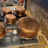 Set of 5 copper saucepans