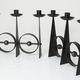 Paire de chandeliers scandinaves en fer forgé brutaliste à 3 lumières 1960