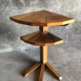 Vintage light wood corner pedestal table