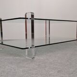 Table basse en verre et lucite de Karl Springer, USA vers 1980