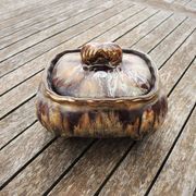 Ancienne boîte bonbonnière en céramique marbrée