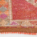 Turkish vintage geometric pattern red runner rug