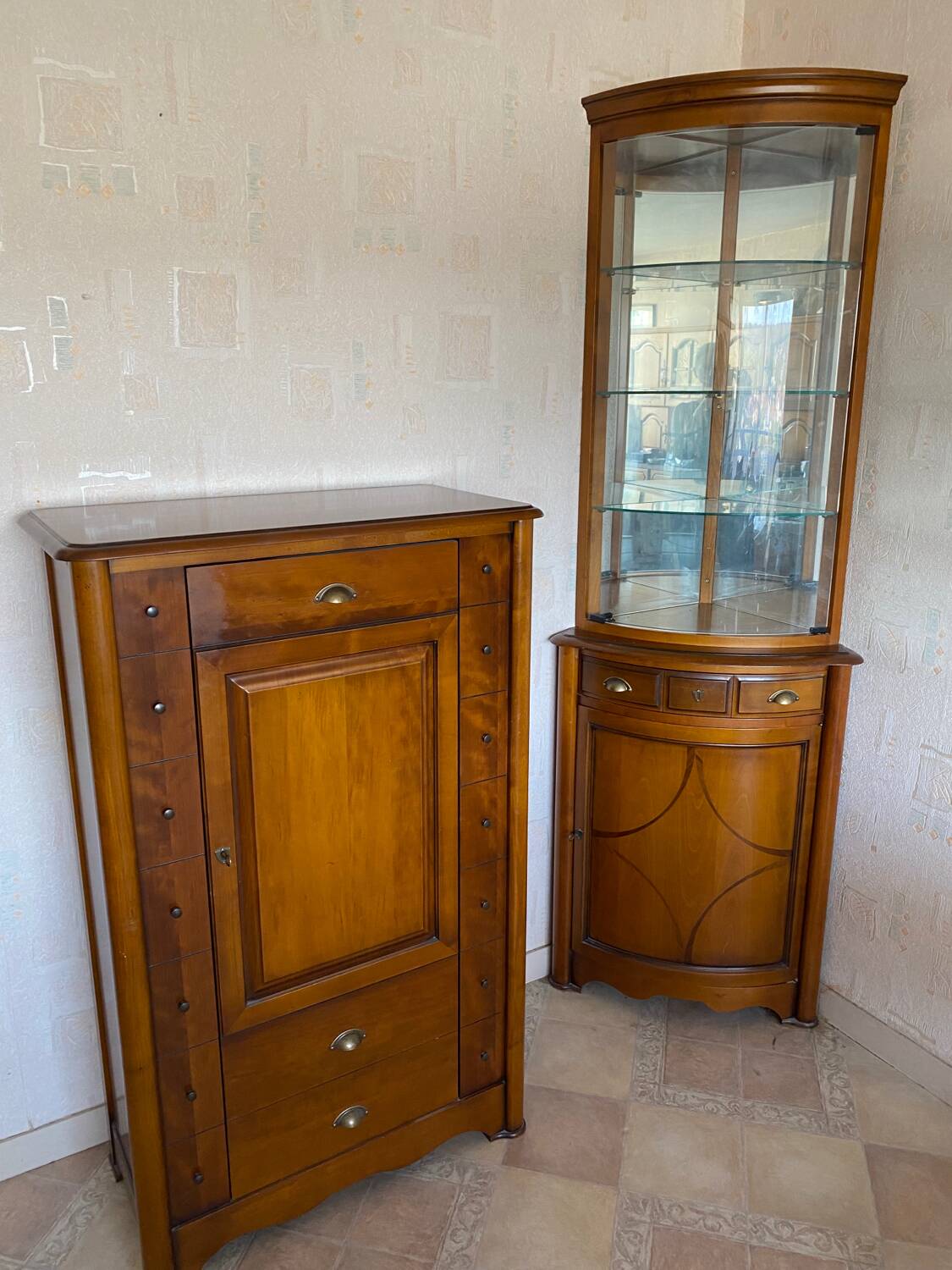 Set: bar and corner unit in solid cherry