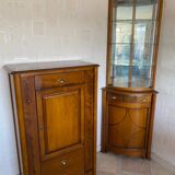 Ensemble : bar et meuble de coin en merisier massif