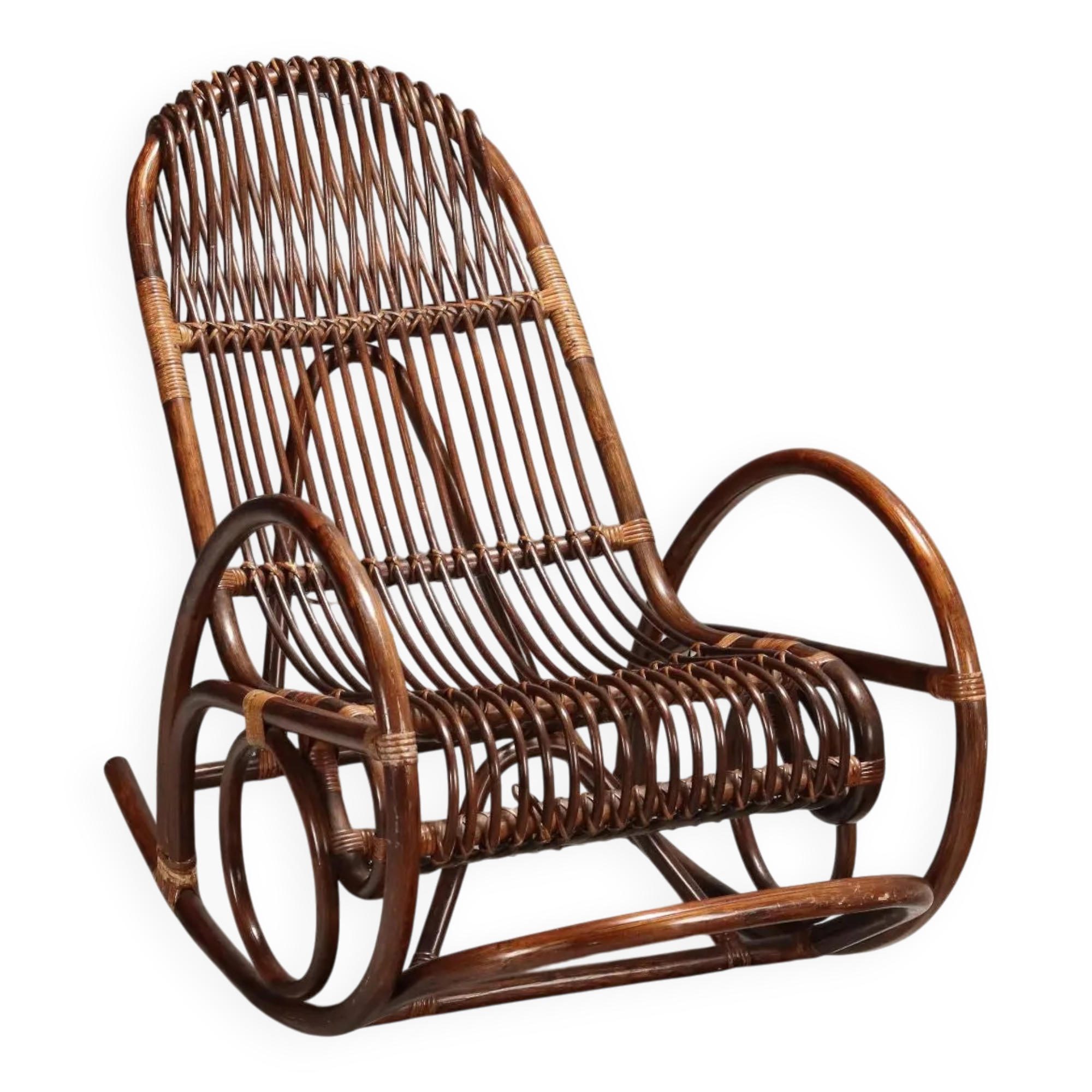 Vintage bamboo rocking chair, design, Italy, 1970s