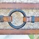 Metal mirror, wrought iron imitation leather straps and horse harness