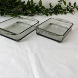 2 coupelles raviers en verre fumé