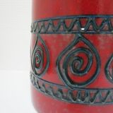 Enamelled ceramic pot with wood lid German design 70s