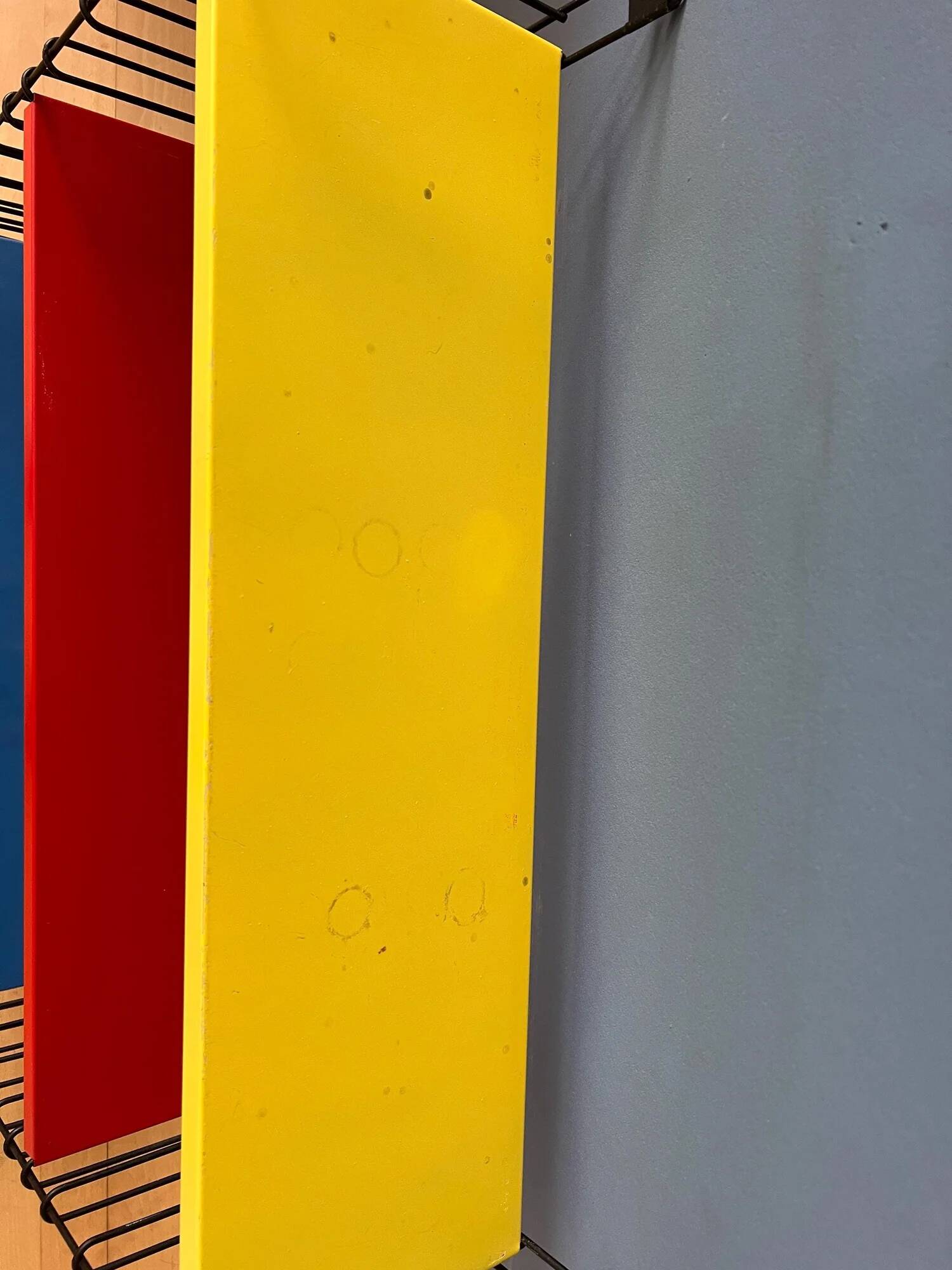 Vintage yellow, red and blue Tomado wall system - shelves - rack - unit