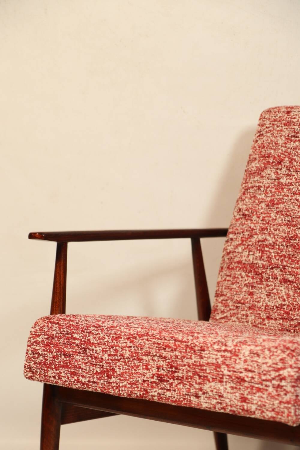 Vintage armchair and footrest red lobster Boho style fabric design by H.Lis 300-190 model