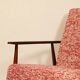 Vintage armchair and footrest red lobster Boho style fabric design by H.Lis 300-190 model