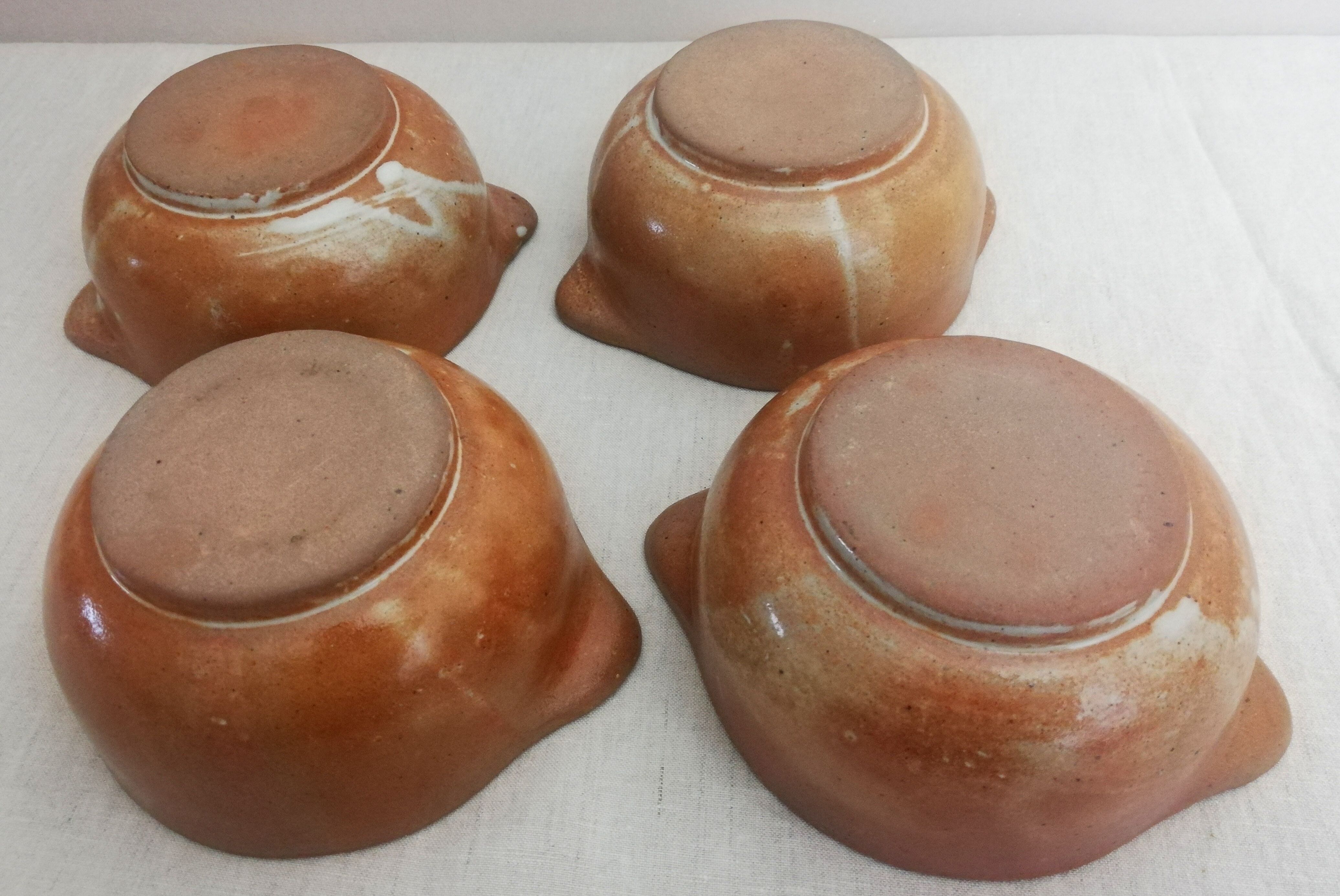 Set of 4 bowls handmade sandstone 60s