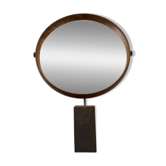 Östen Kristiansson mirror on square wooden base 1970