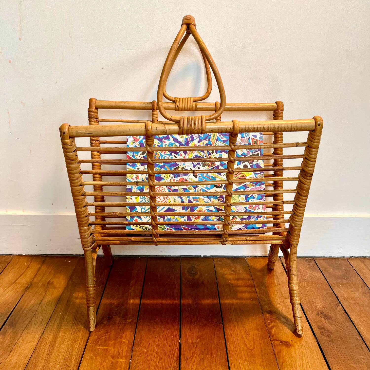 Rattan magazine rack