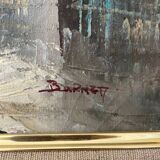 Tableau encadré huile sur toile signée Burnett