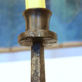 Brutalist wrought iron candle holder beaten