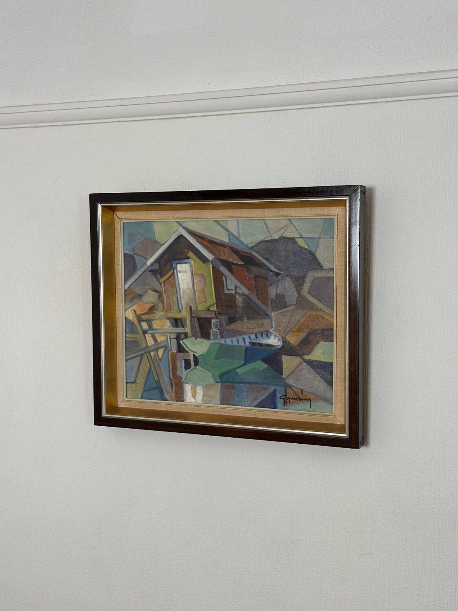 Swedish Oil on Canvas – “Lakeside Hut” by EVERT GRYNNING