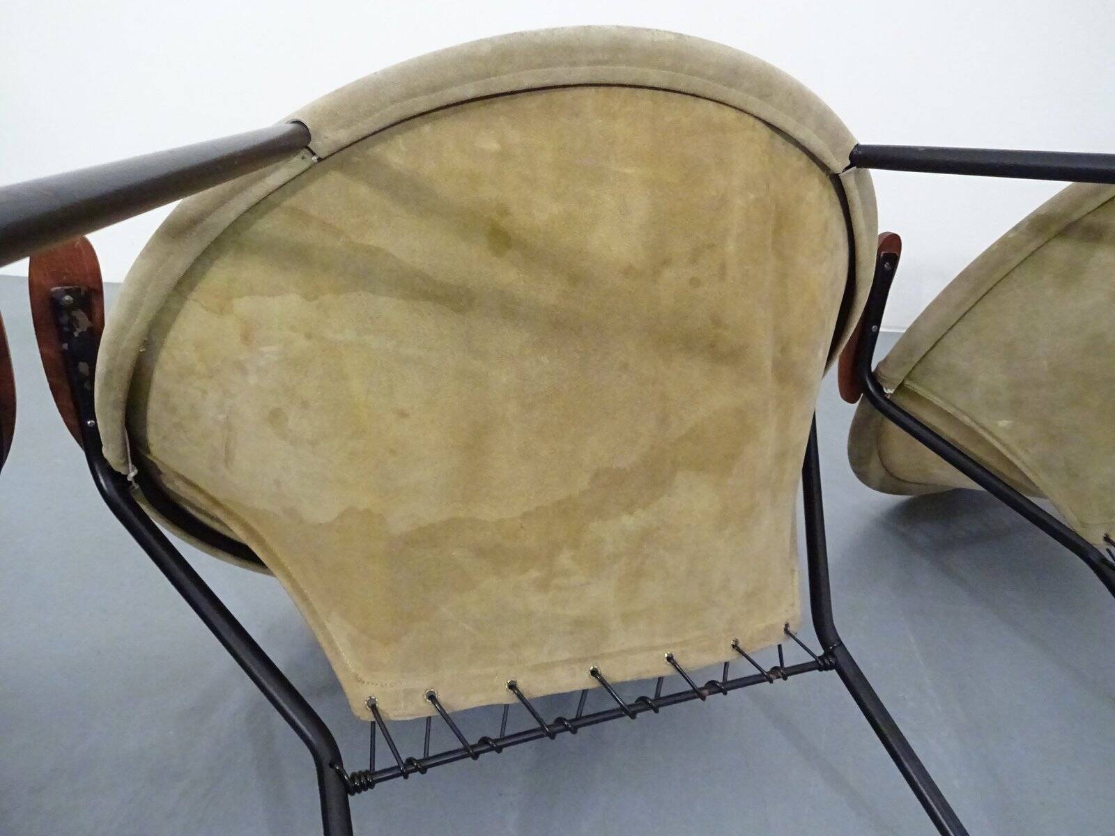 Danish Sueded Balloon Chairs by Hans Olsen for Lea Furniture, 1950s, Set of 4