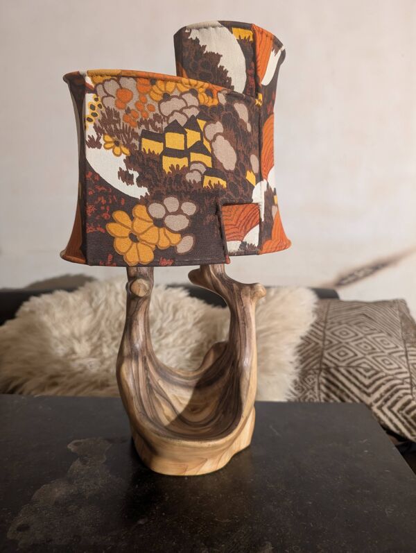Lampe de Bureau Faux-Bois par Grand-Jean Jourdan pour Vallauris, 1950s