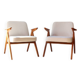 Pair of vintage white bouclé armchairs
