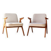 Pair de fauteuils vintage bouclé blanc