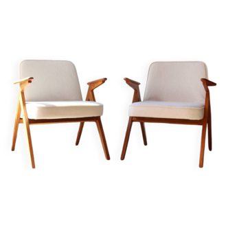 Pair de fauteuils vintage bouclé blanc