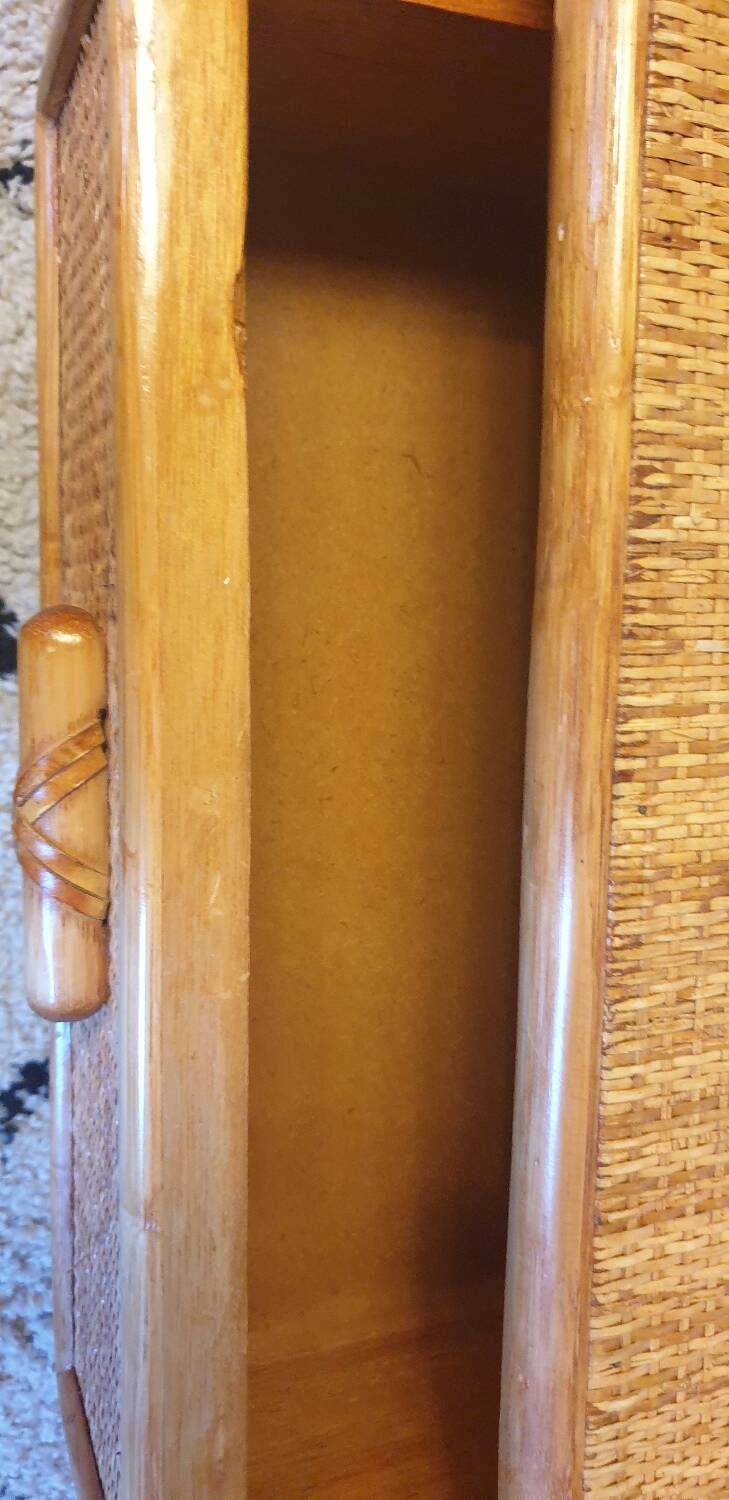 Pair of rattan bedside tables