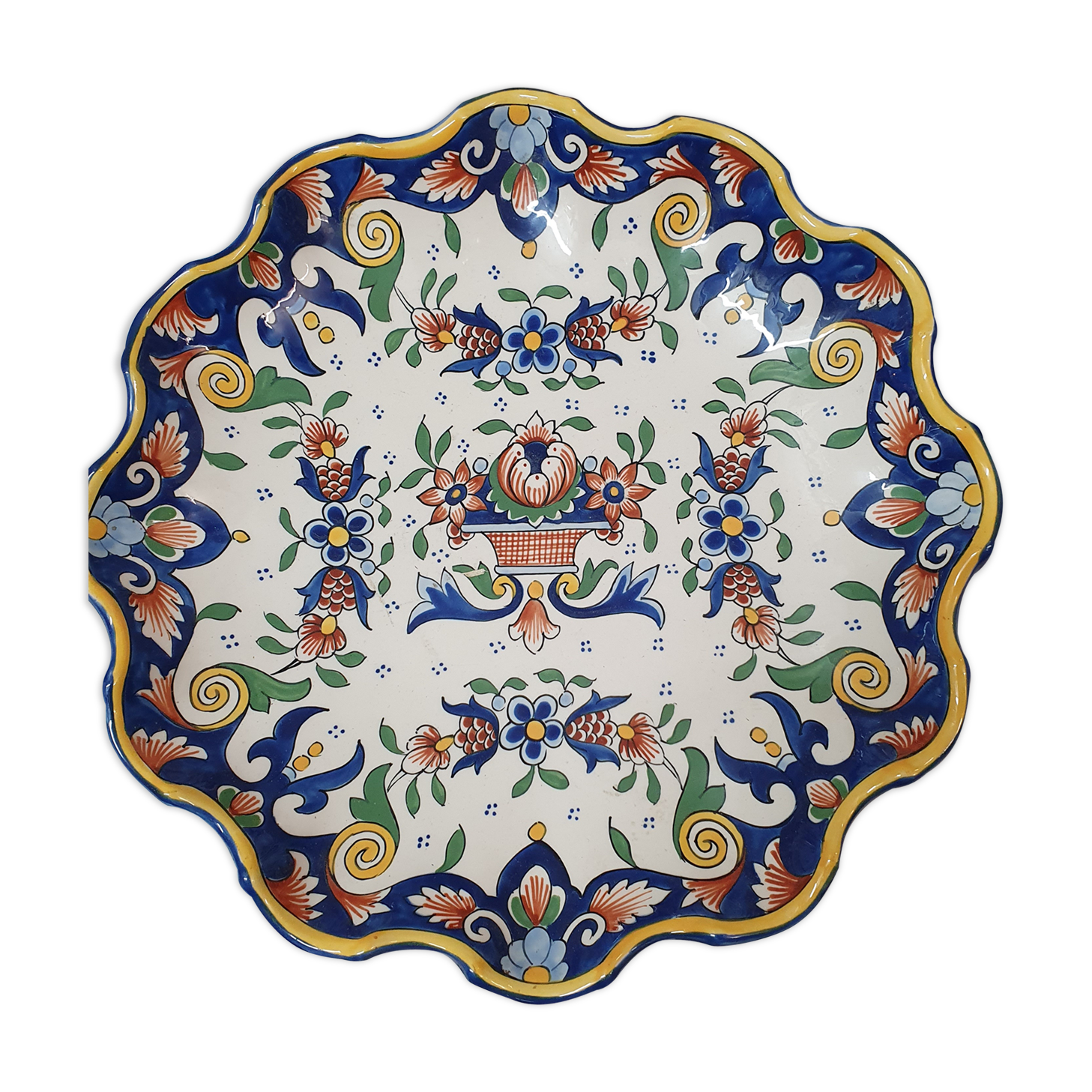 Table centre, Rouen porcelain fruit cup