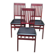 3 Scandinavian design chairs from the 1970s, solid wood, burgundy and black leather