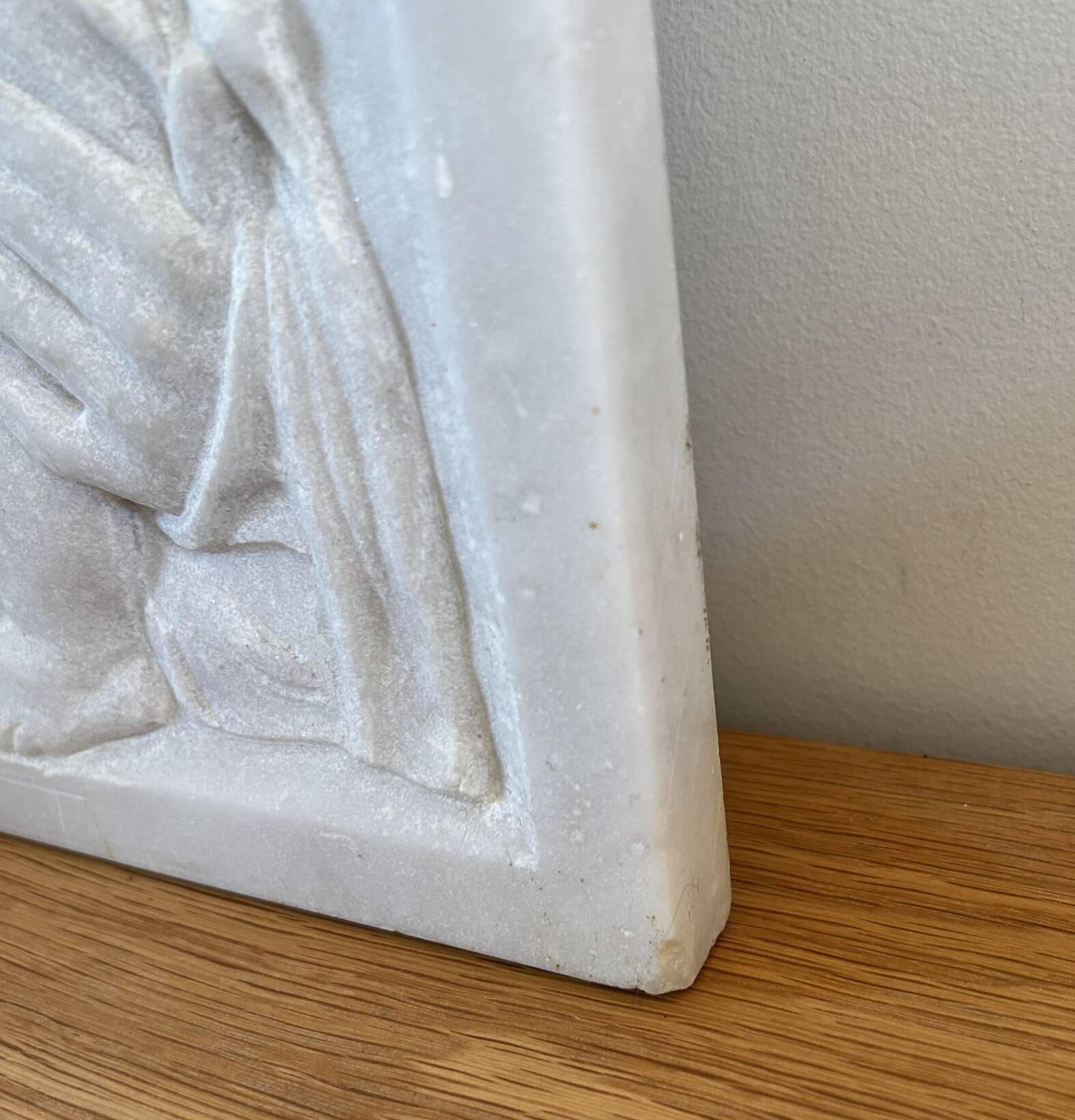 white marble plaque Virgin and Child