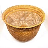 Openwork braided rattan basket