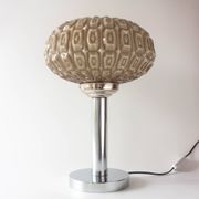 1940s Portuguese Art Deco Table Lamp with Gray Opaline Shade