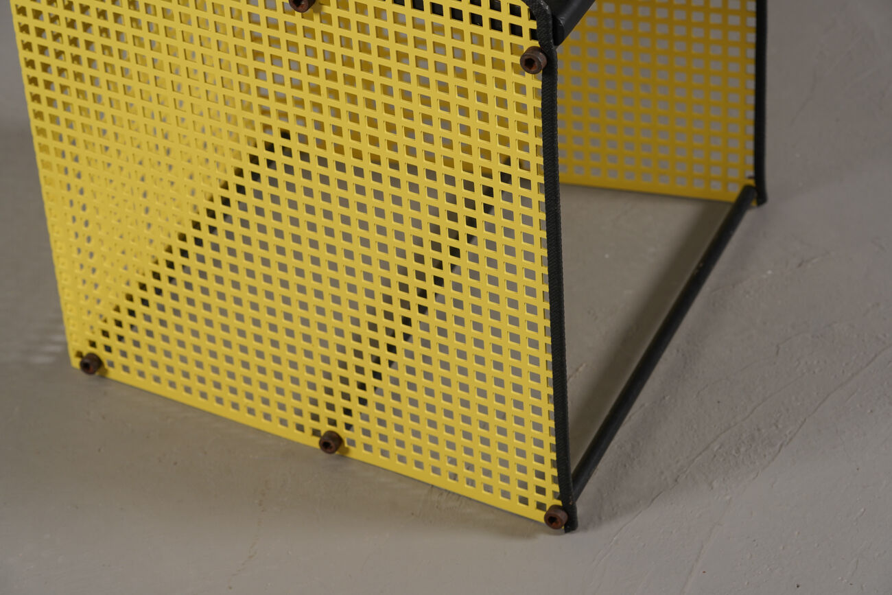 Vintage Memphis yellow metal chair by Peter Preller, Germany 1980s