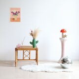 Vintage square rattan side coffee table
