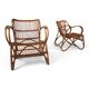French Pair Vintage Rattan Bamboo Lounge Chairs, 1960