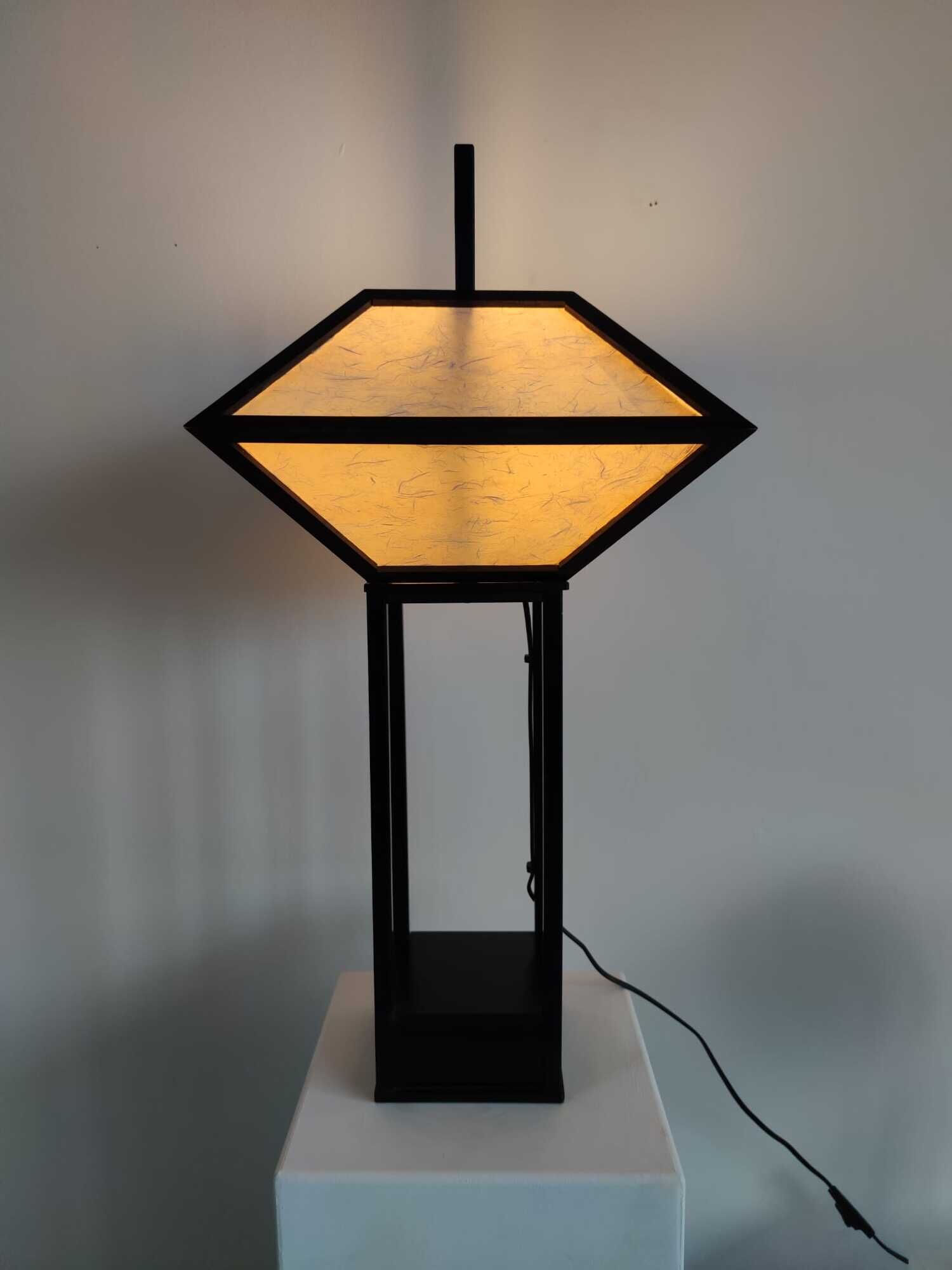 Japanese lamp in black lacquered wood and rice paper H:75cm