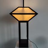 Japanese lamp in black lacquered wood and rice paper H:75cm