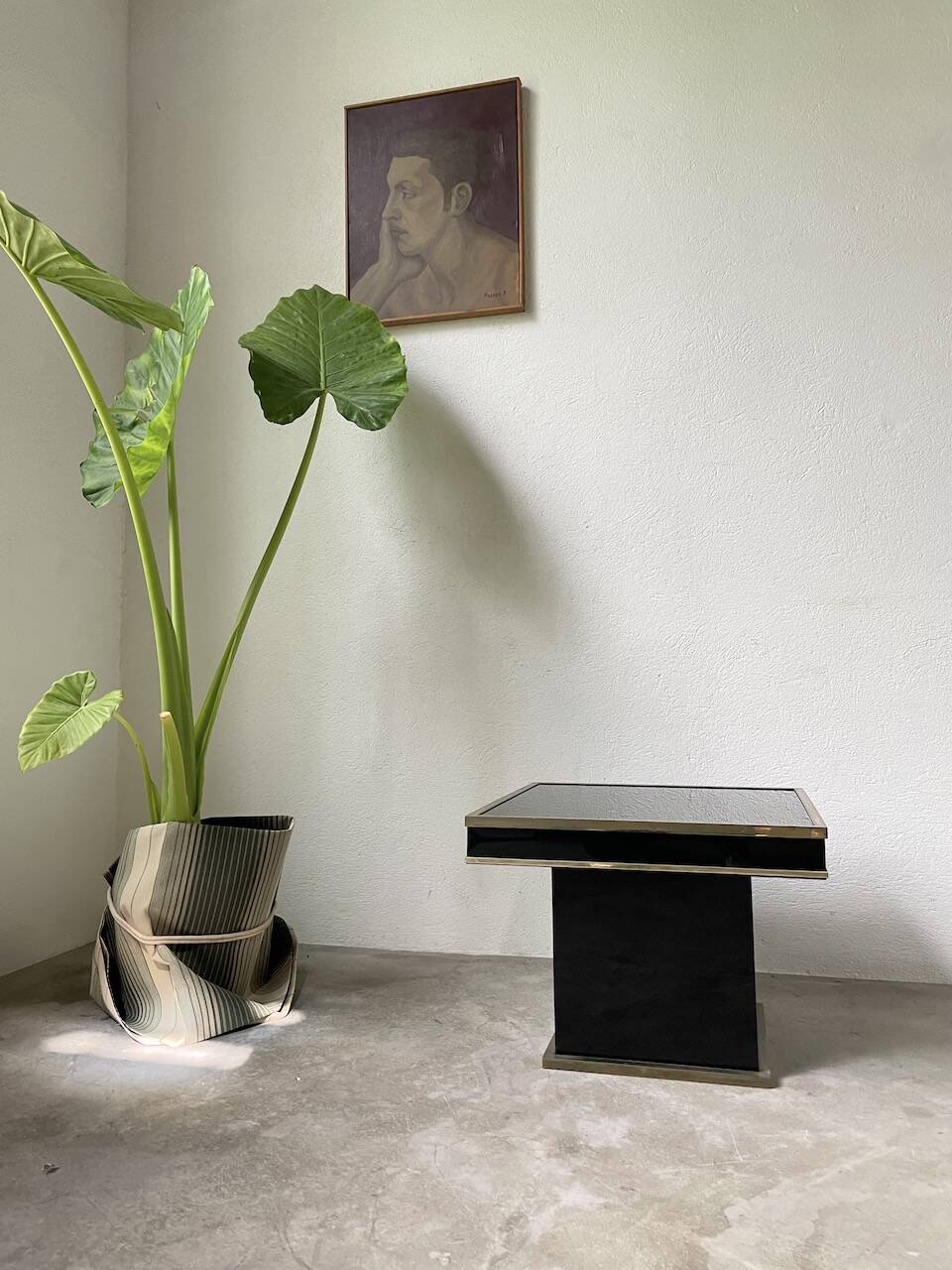 Black lacquer and brass console coffee table