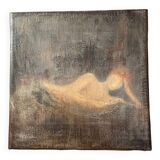 Oil on canvas signed female nude reading