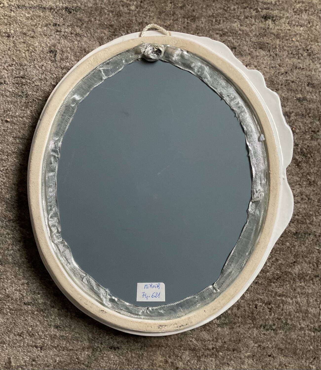 Vintage glazed ceramic mirror from the 70s