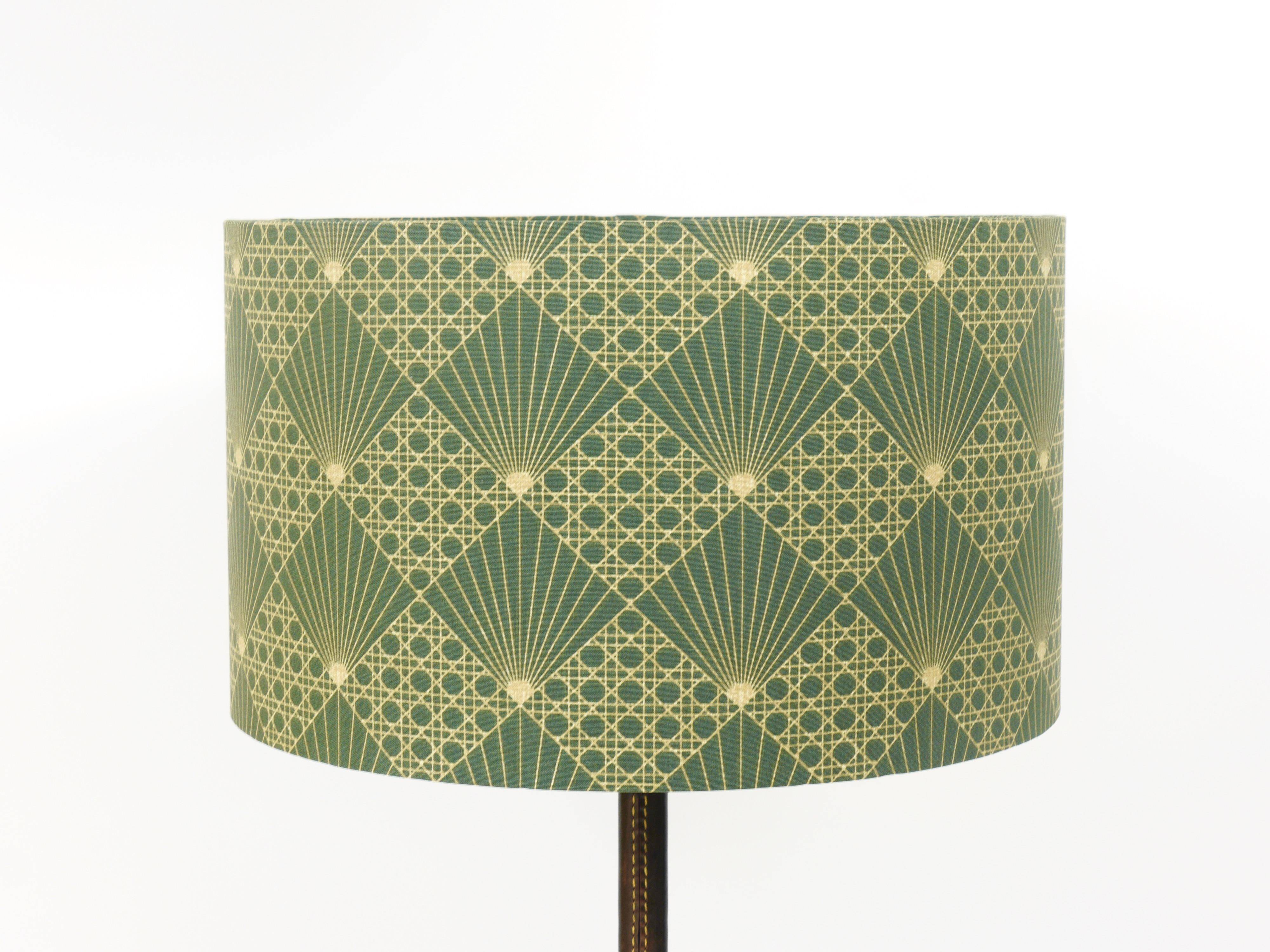 Pair of table lamps or accent lamps in brass and leather by J.T. Kalmar, Mid-Century, Austria, 1960s.