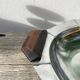 Art Deco silver-plated metal and wood dish