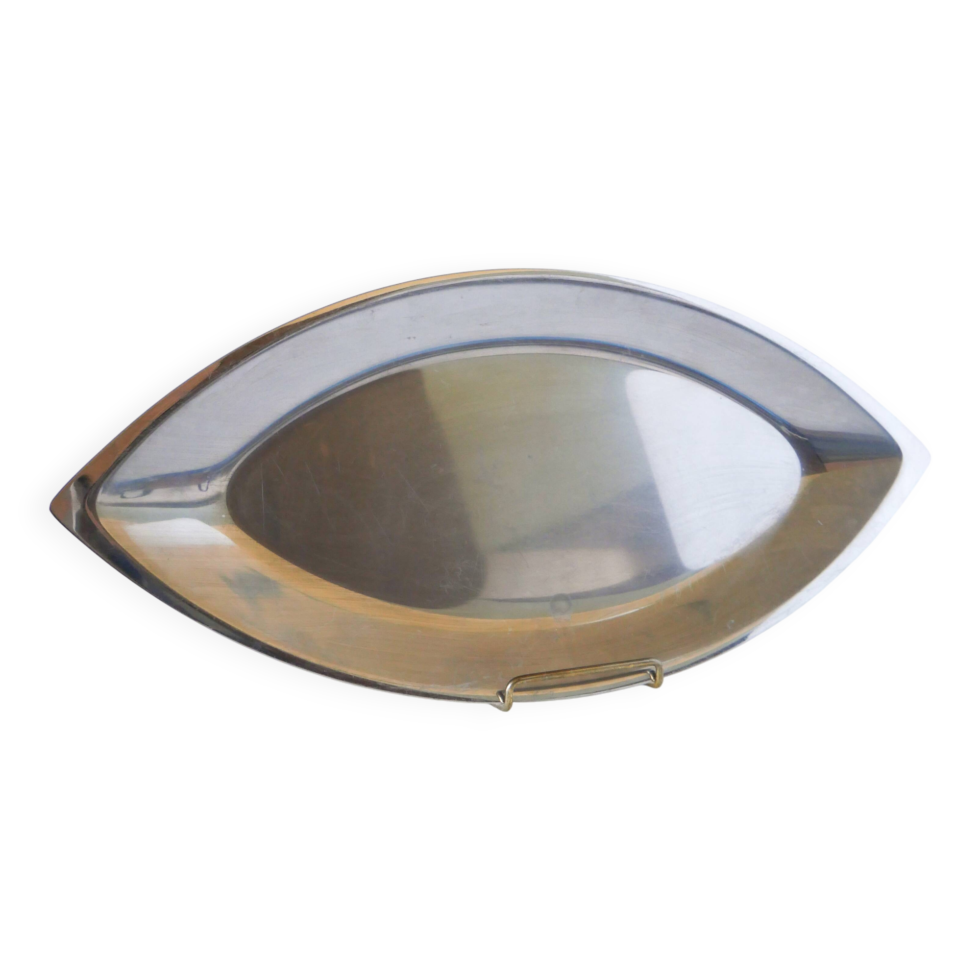 Oval stainless steel dish, Design, 1970 - 49 x 22 cm