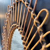 Almond rattan mirror from the 1960s