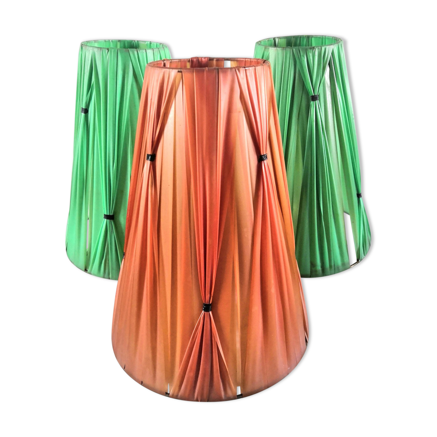 Set of 3 lampshades vinyl tapes plastic design 50s - 60s