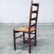 Rustic Handcrafted Oak and Rush High Back Dining Chairs, Belgium, 1940s, Set of 4