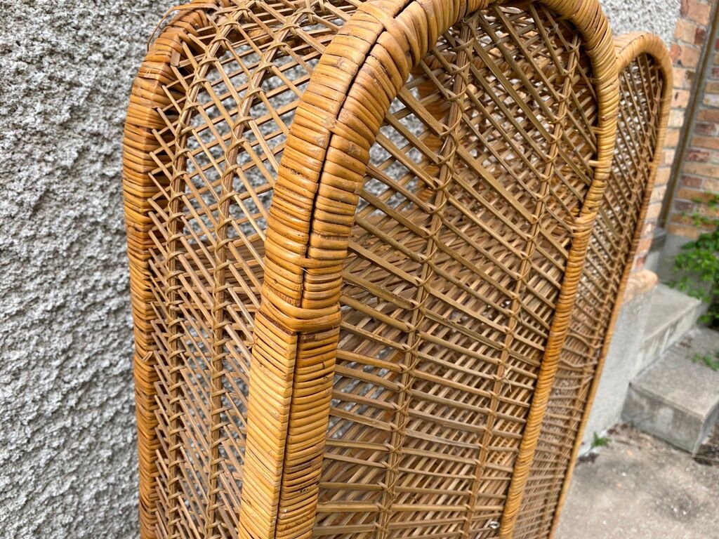 Pair of wicker rattan bookcases