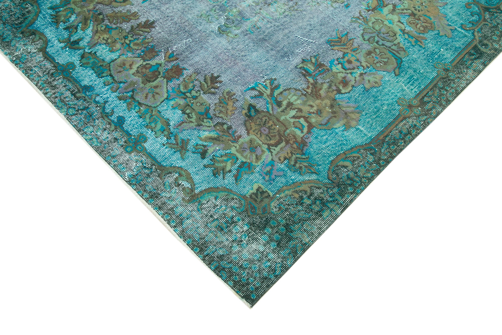 Handmade oriental 1980s 162 cm x 288 cm turquoise carpet