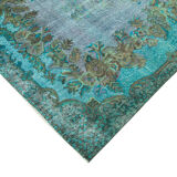 Handmade oriental 1980s 162 cm x 288 cm turquoise carpet