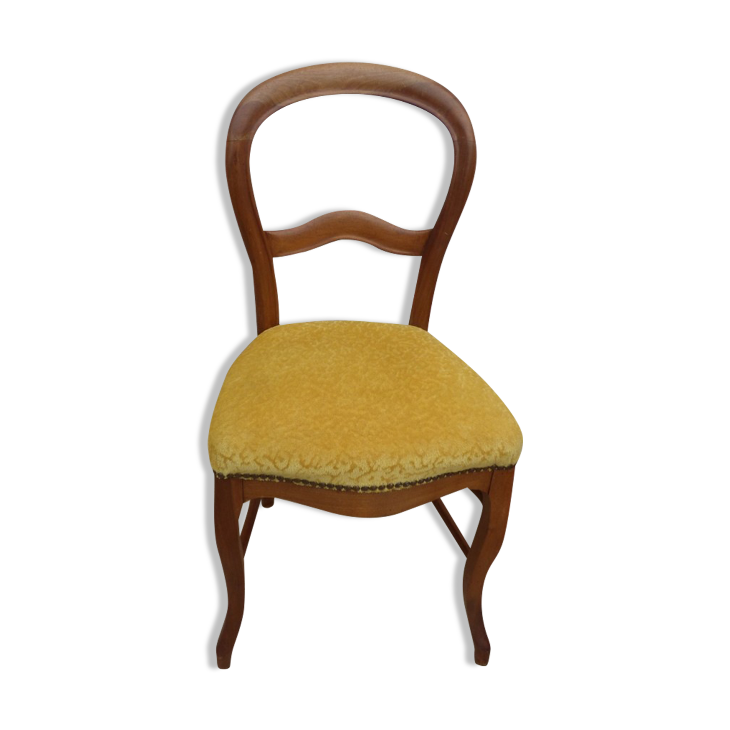 Louis Philippe period chair trimmed with yellow velvet in wood